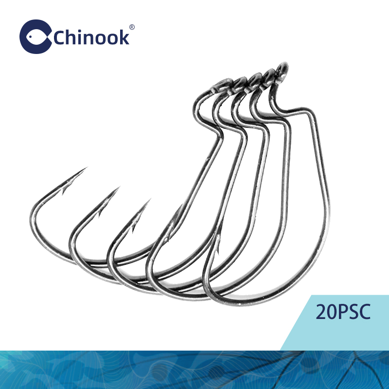 Fishing Hook Offset - Chinook 20 pièces large ver Texan