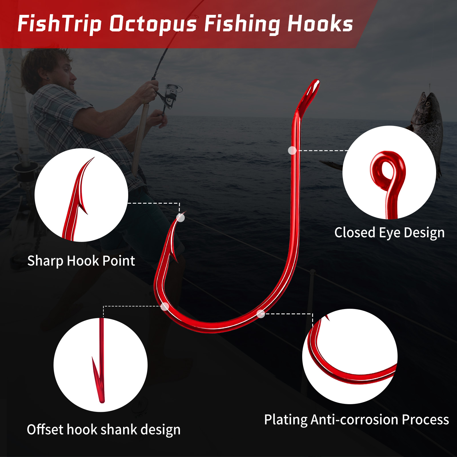 9KM 100 pièces crochet poulpe  - Fishing Hook Circle avis et prix