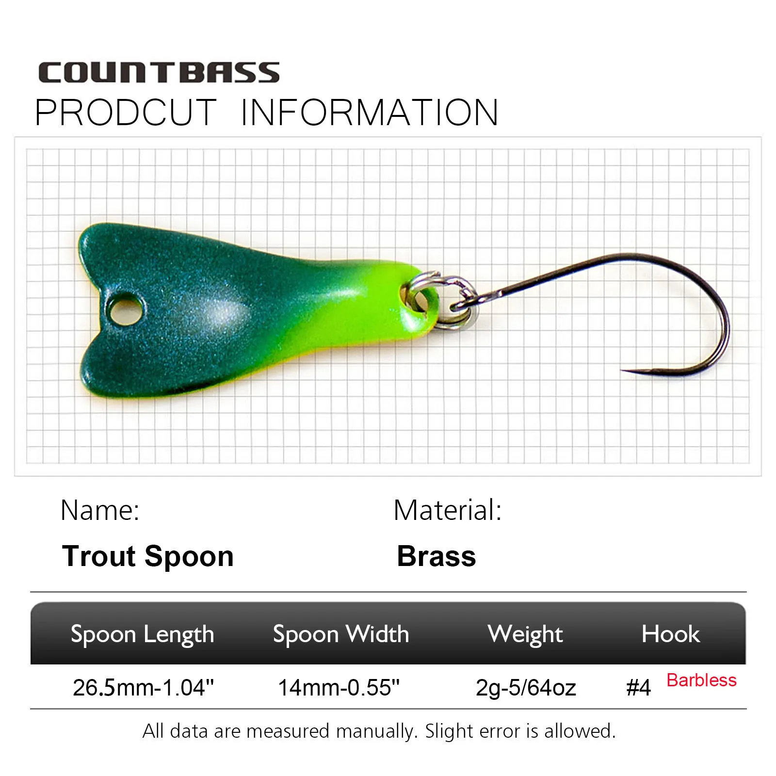 COUNTBASS 5/64oz 2g cuillère d - Fishing Hook Barbless avis et prix